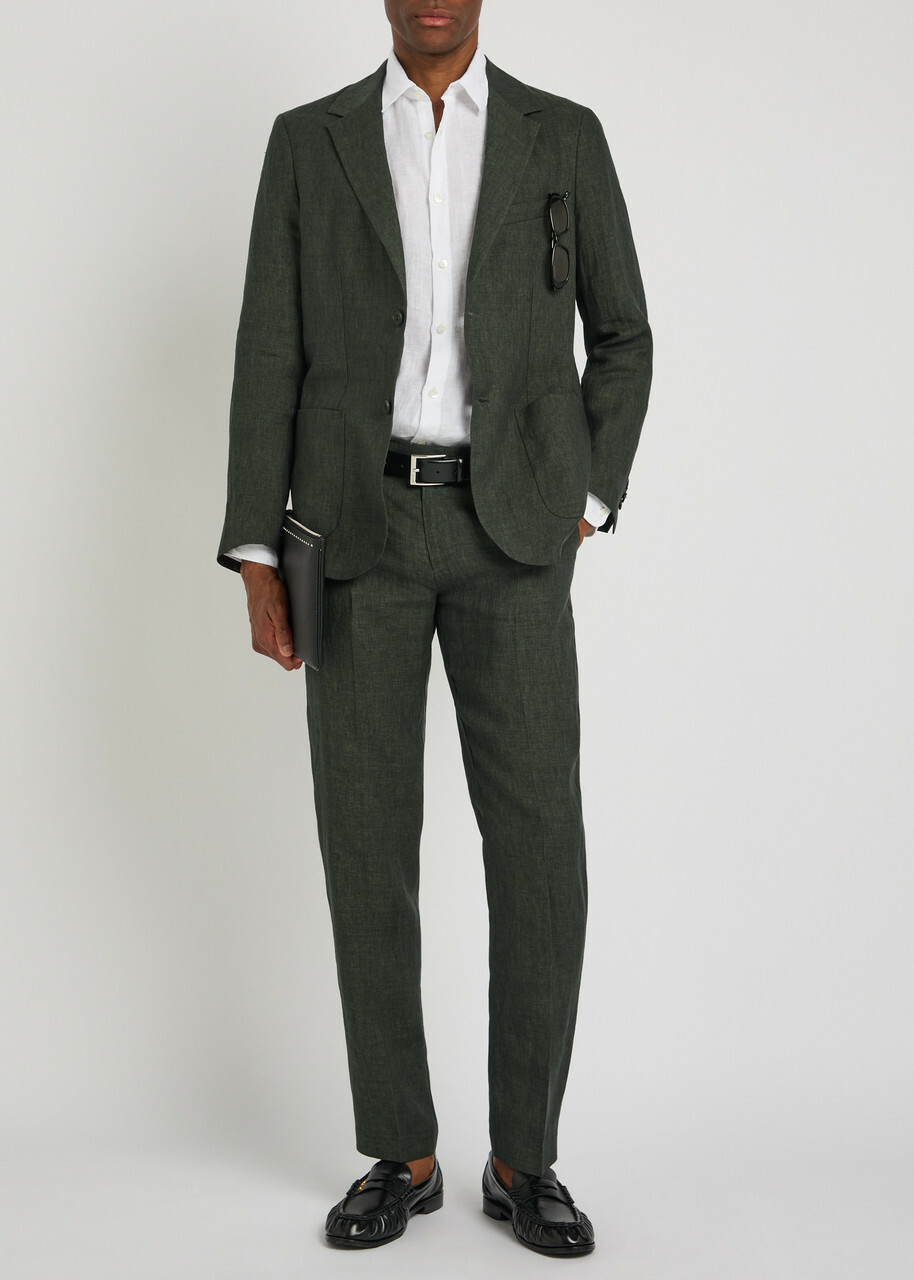 Sunspel Linen Blazer Dark Green