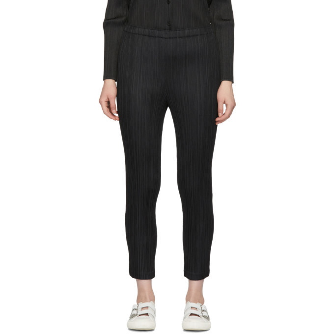 Photo: Pleats Please Issey Miyake Black Pleated Thicker Bottoms Trousers