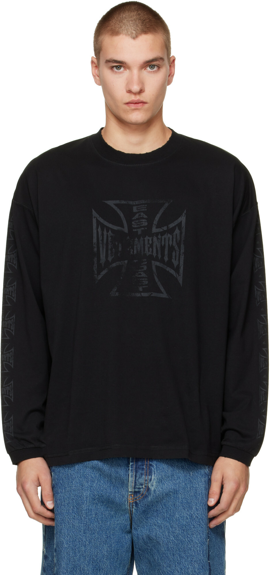 VETEMENTS Black 'Limited Edition' Hardcore Patched Logo T-Shirt