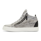 Giuseppe Zanotti White and Black Croc Kriss High-Top Sneakers