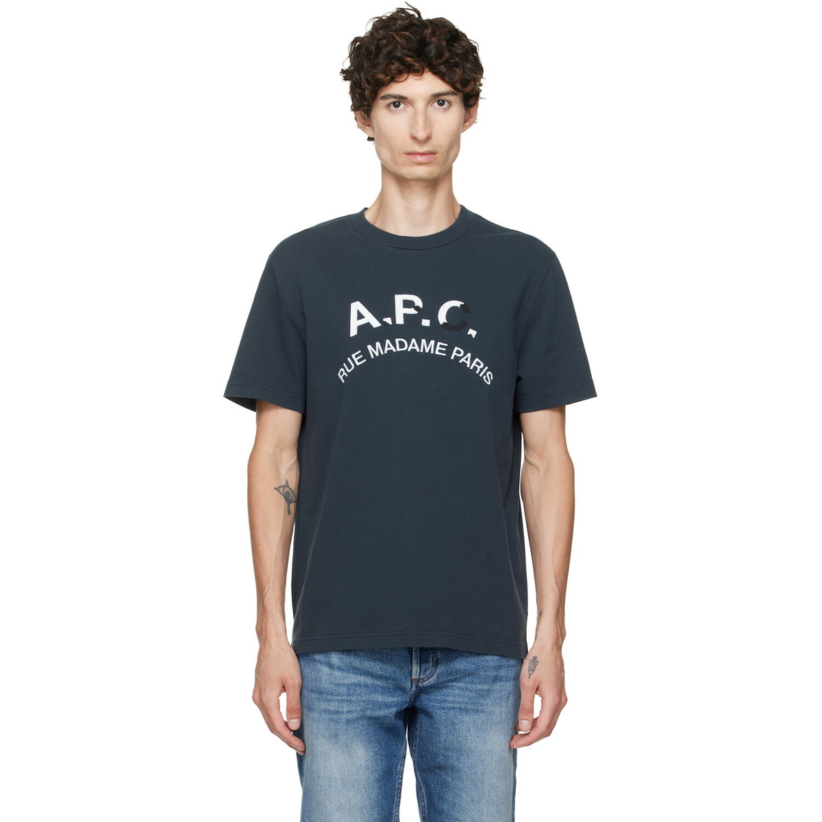 A.P.C. Navy Vintage-Effect T-shirt