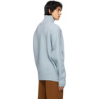 AMI Alexandre Mattiussi SSENSE Exclusive Blue Oversize Ami De Coeur Turtleneck