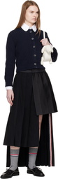 Thom Browne Navy Full Stitch Cropped Crew Neck Cardigan