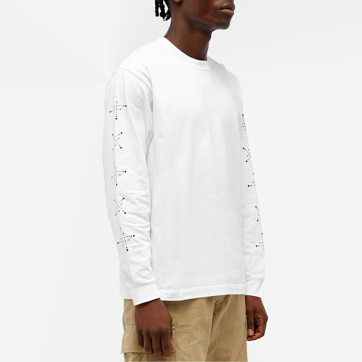 Blue Blue Japan Men's Koborebi Printed Long Sleeve T-Shirt in White