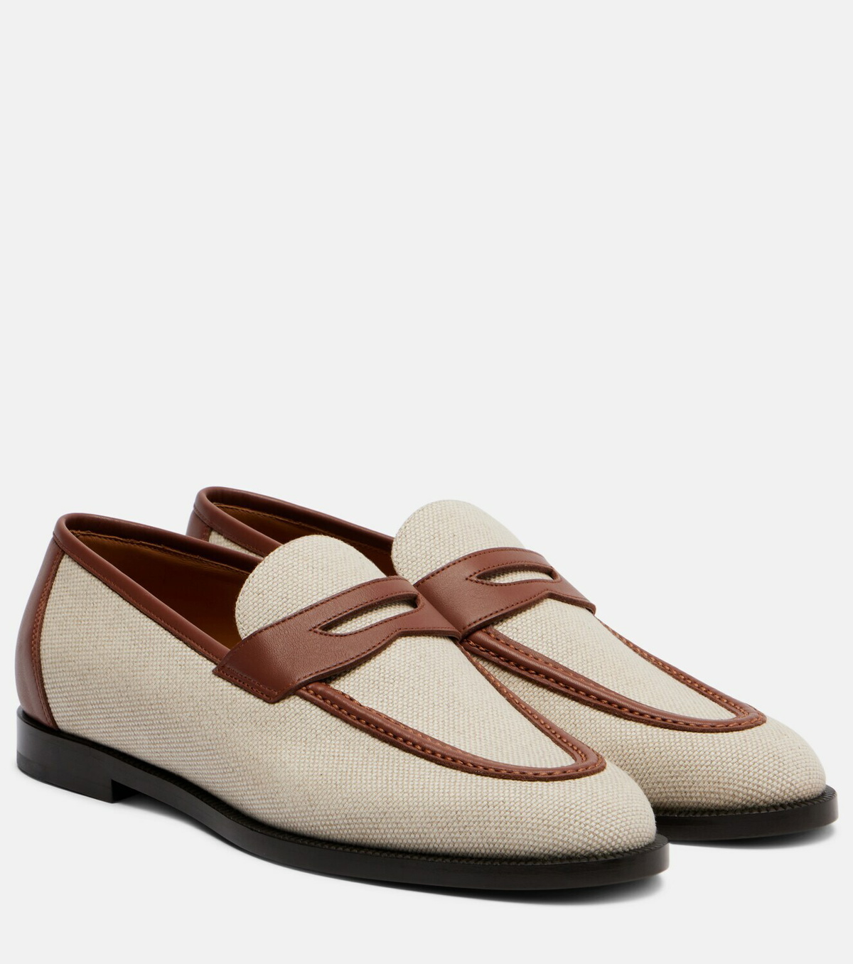 Loro Piana Sergio leather-trimmed penny loafers