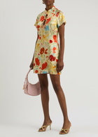 Kitri Gretchen Floral-print Satin Mini Dress Yellow