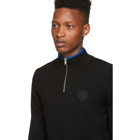 Kenzo Black Wool Tiger Crest Half-Zip Jumper Sweater