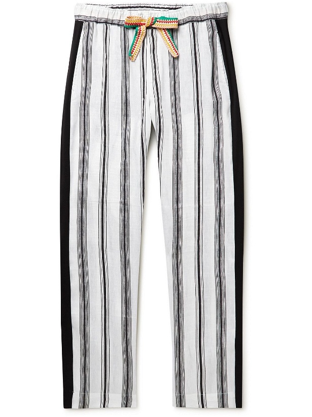Photo: Wales Bonner - Soul Straight-Leg Striped Linen and Silk-Blend Trousers - White