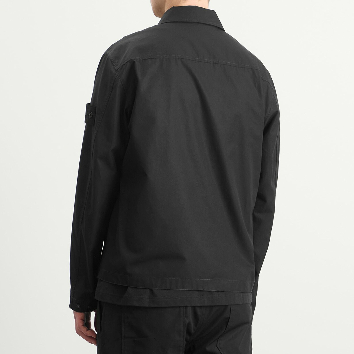 Stone Island Men's Ghost Cotton Canvas Zip Shirt Jacket in Black