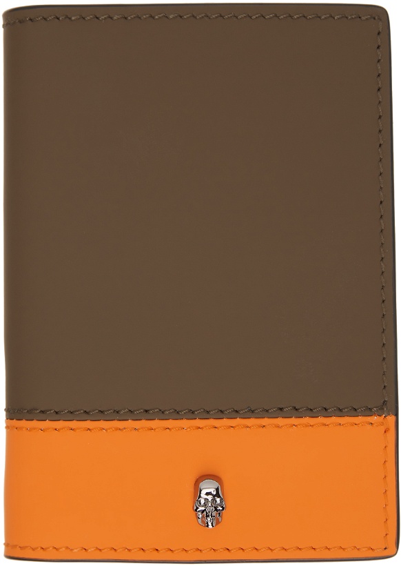 Photo: Alexander McQueen SSENSE Exclusive Khaki & Orange Pocket Organizer Card Holder