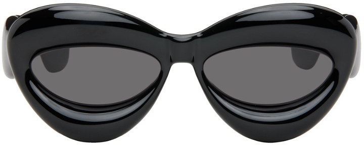 Photo: LOEWE Black Inflated Cat-Eye Sunglasses