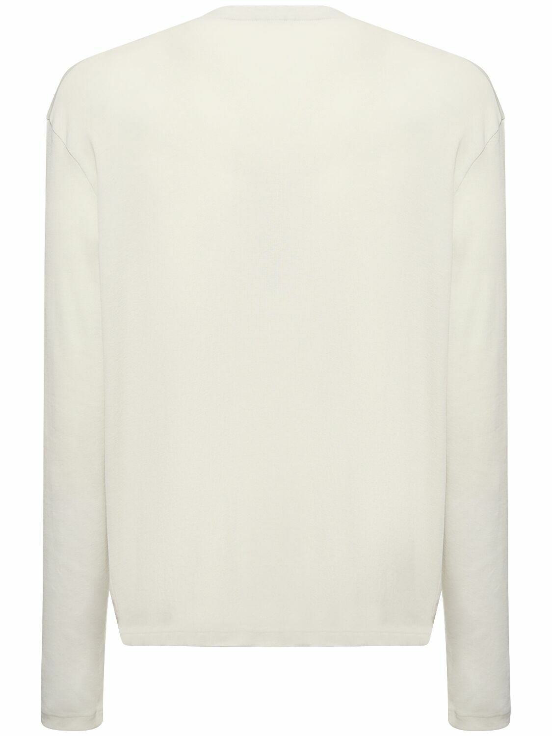 【JIL SANDER】Stiff Lightweight Cotton Long Sleeve Natural JIL SANDER - Layered Cotton Long-sleeve T-shirt Jil Sander