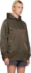 sacai Khaki Nylon Twill Hoodie