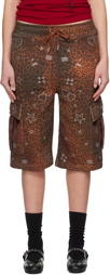 Praying SSENSE Exclusive Brown Leopard Rhinestone Cargo Shorts