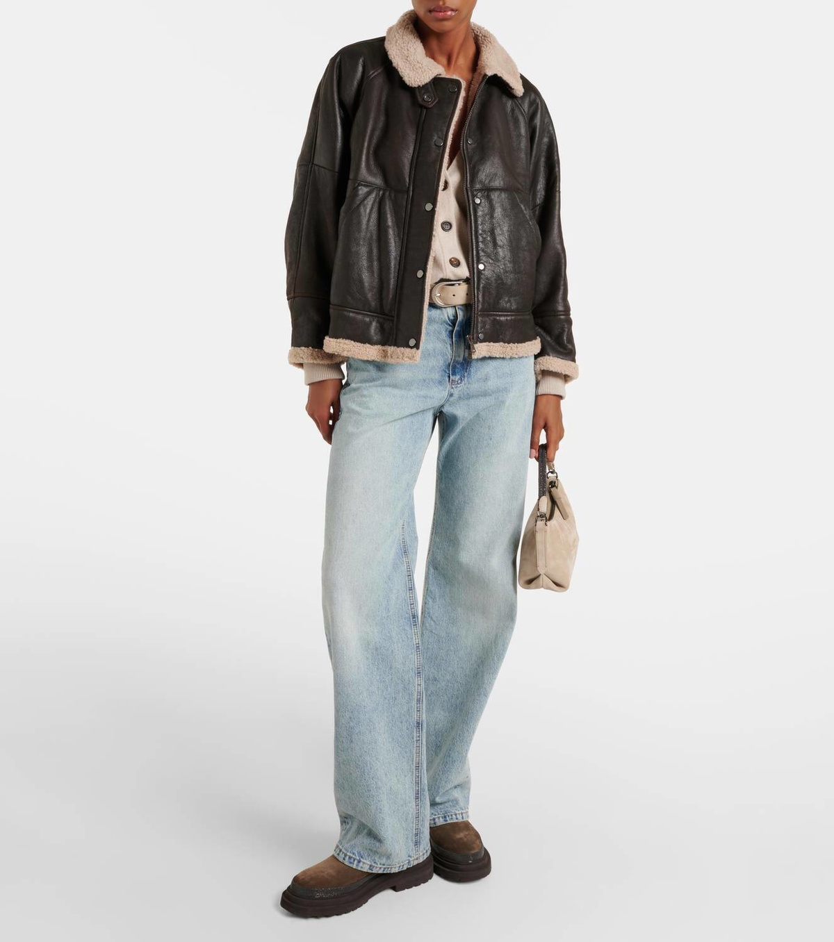 Brunello Cucinelli Shearling-lined leather jacket