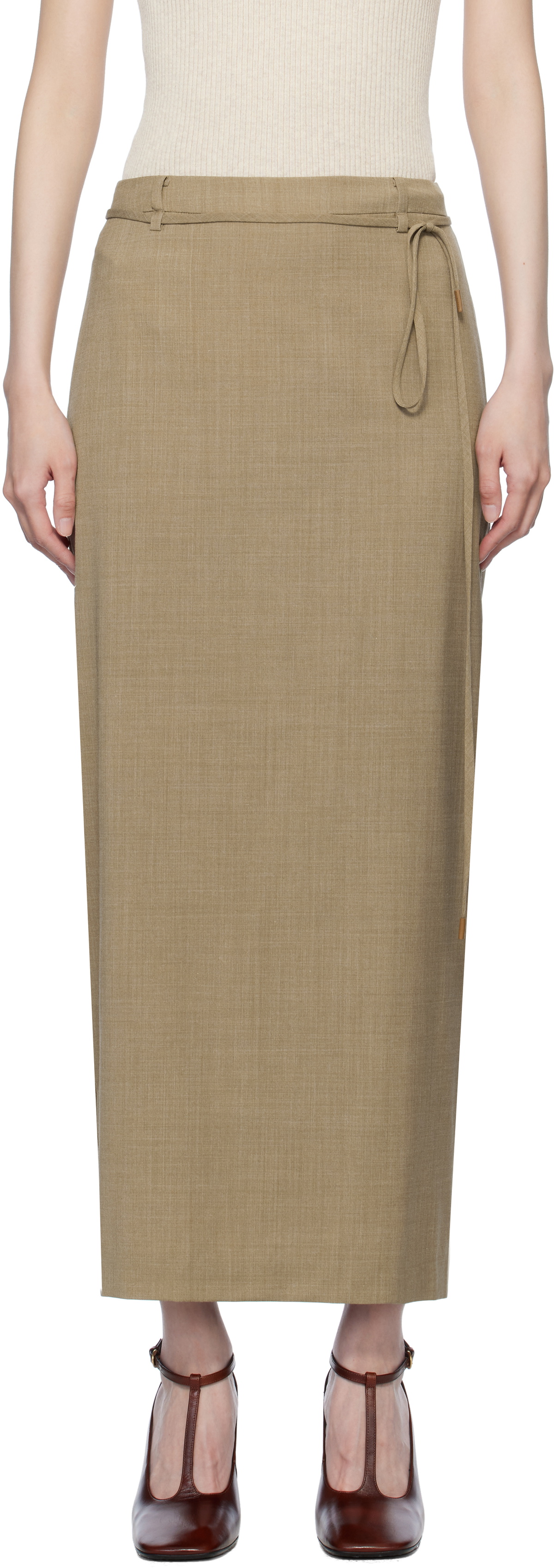 LE17SEPTEMBRE Beige Pencil Midi Skirt