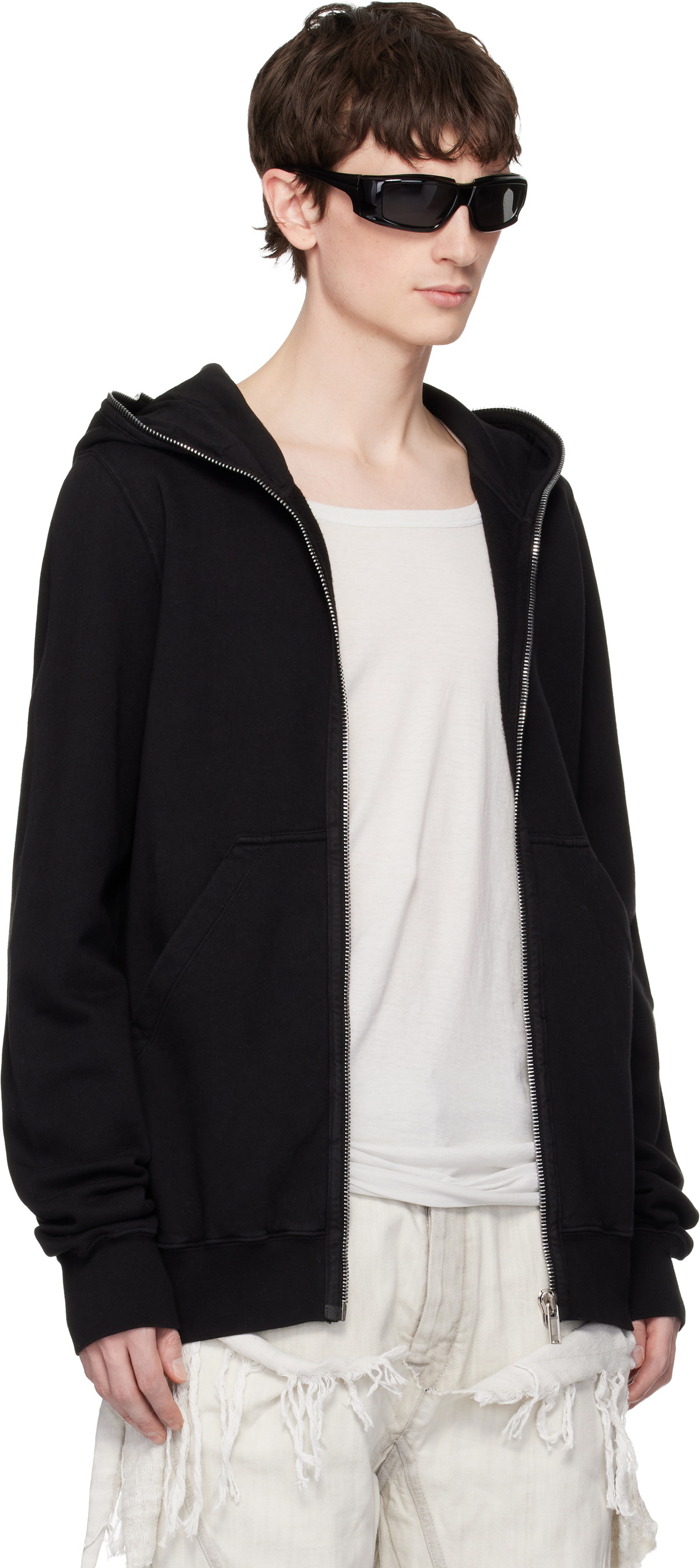 Rick Owens DRKSHDW Black Zip-Up Fleece Hoodie