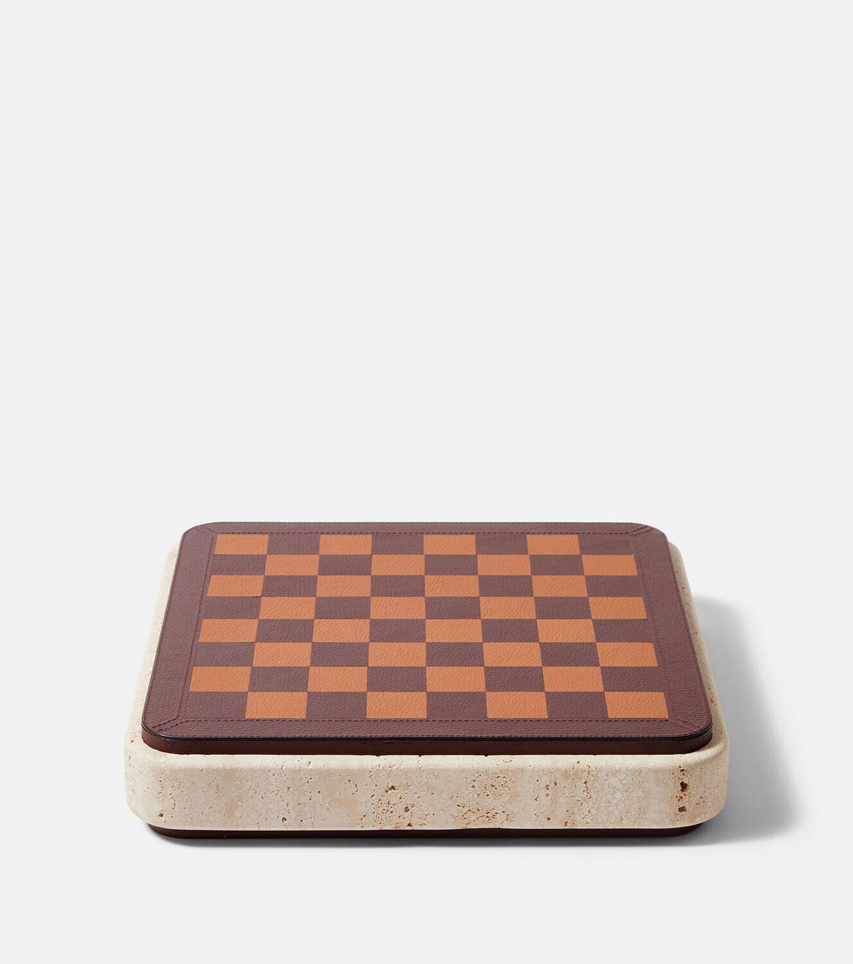 Giobagnara Rodi leather, marble, and wooden chess set