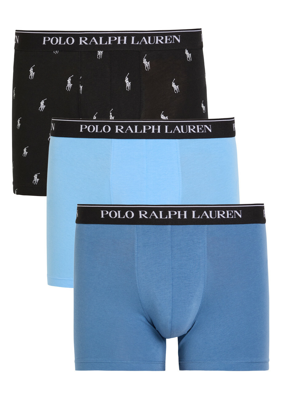 Polo Ralph Lauren Logo Stretch-cotton Trunks set of Three Blue