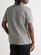 AMI PARIS - Logo-Appliquéd Cotton-Piqué Polo Shirt - Gray