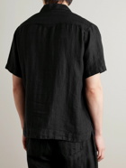 Oliver Spencer - Camp-Collar Embroidered Linen Shirt - Black
