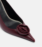 Magda Butrym Floral-appliqué leather slingback pumps