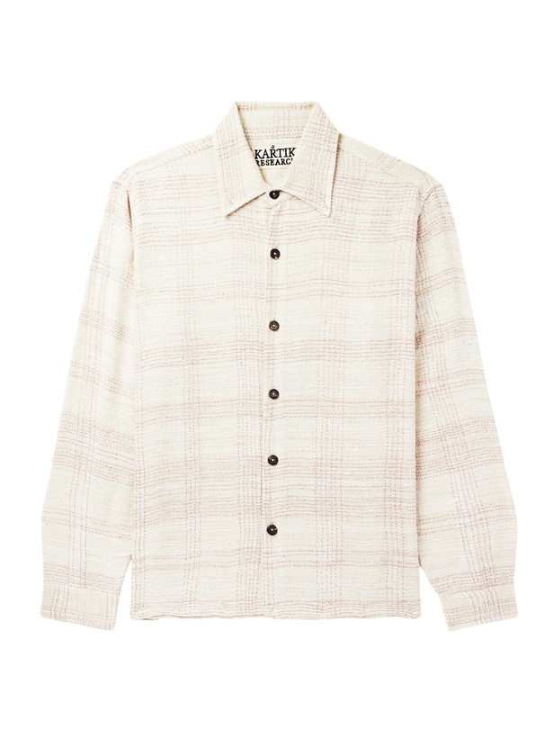 Photo: Kartik Research - Checked Kantha Silk-Gauze Overshirt - Neutrals