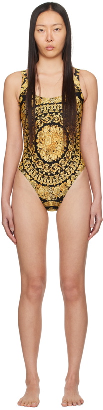 Photo: Versace Underwear Black & Gold Barocco Swimsuit