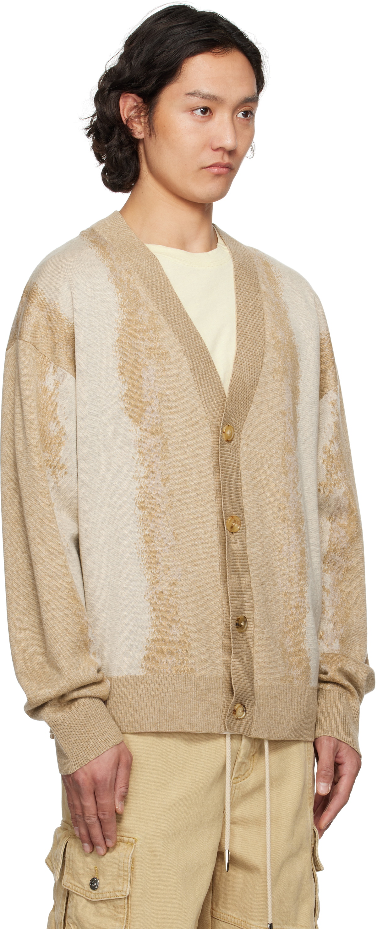 Feng Chen Wang Beige Gradient Jacquard Cardigan