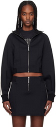 Palm Angels Black Neoprene Cropped Track Jacket