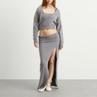 SKIMS Women's Textured Knit Crop Cardigan in Dark Heather Grey