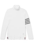 Thom Browne - Striped Waffle-Knit Cotton-Jersey Rollneck Sweatshirt - White