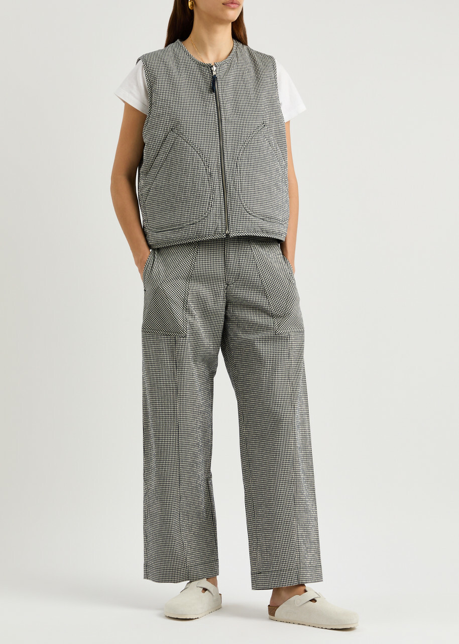 Ymc Jackie Checked Reversible Cotton-blend Gilet Grey