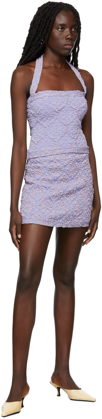 Gauntlett Cheng SSENSE Exclusive Purple Knit Bandage Miniskirt