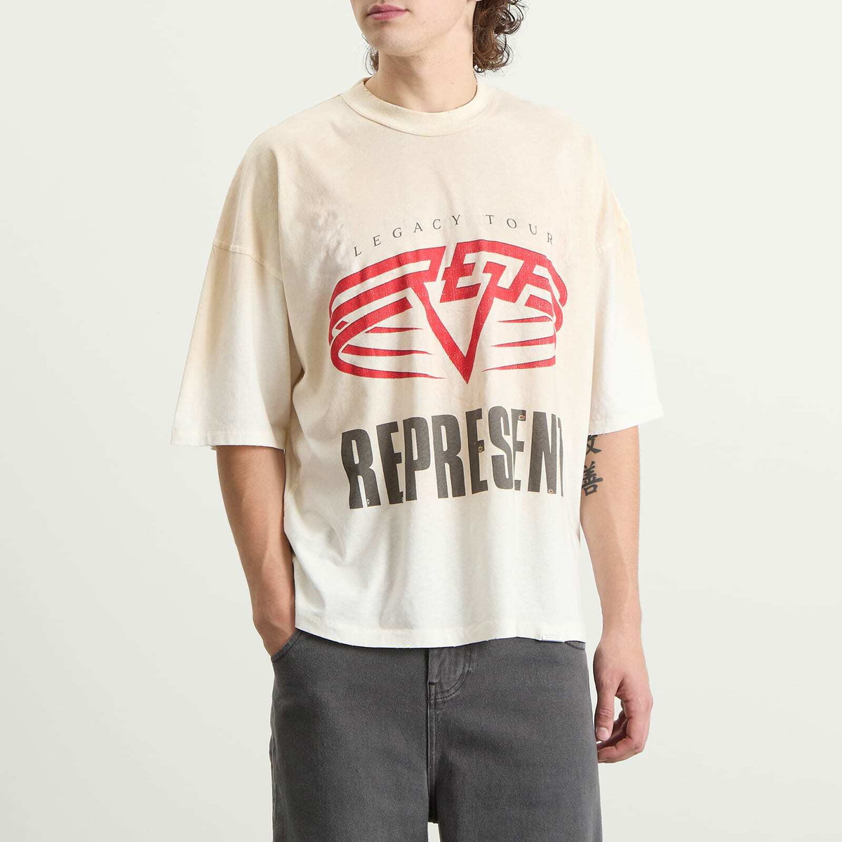 Represent Men's Living Legacy Tour T-Shirt in Washed Ecru