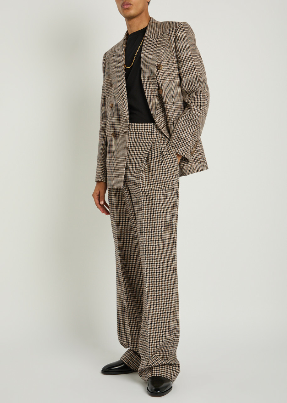 Valentino Garavani Houndstooth Straight-leg Wool Trousers Multicoloured 1