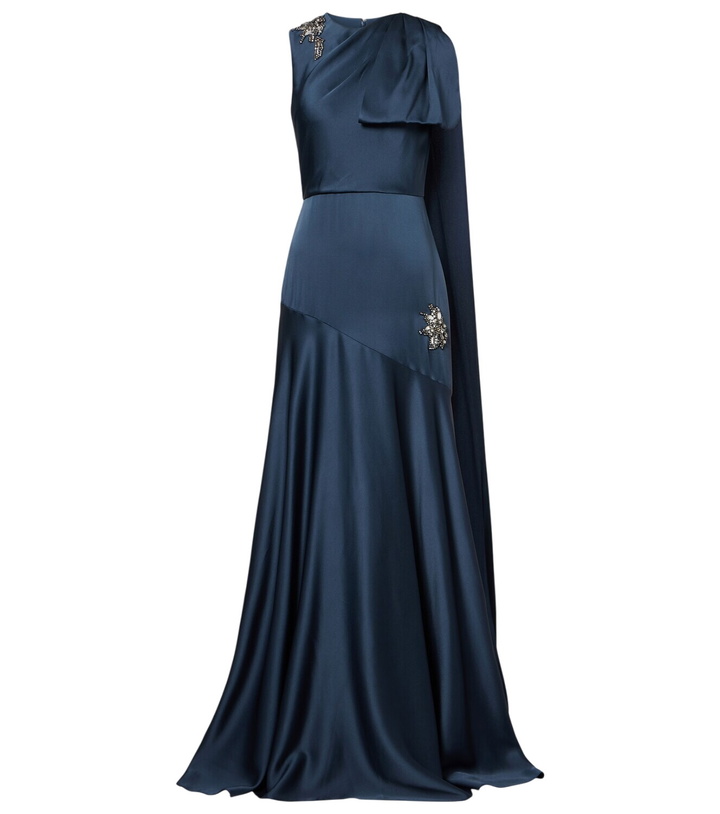 Photo: Erdem Embellished scarf-detail satin cady gown