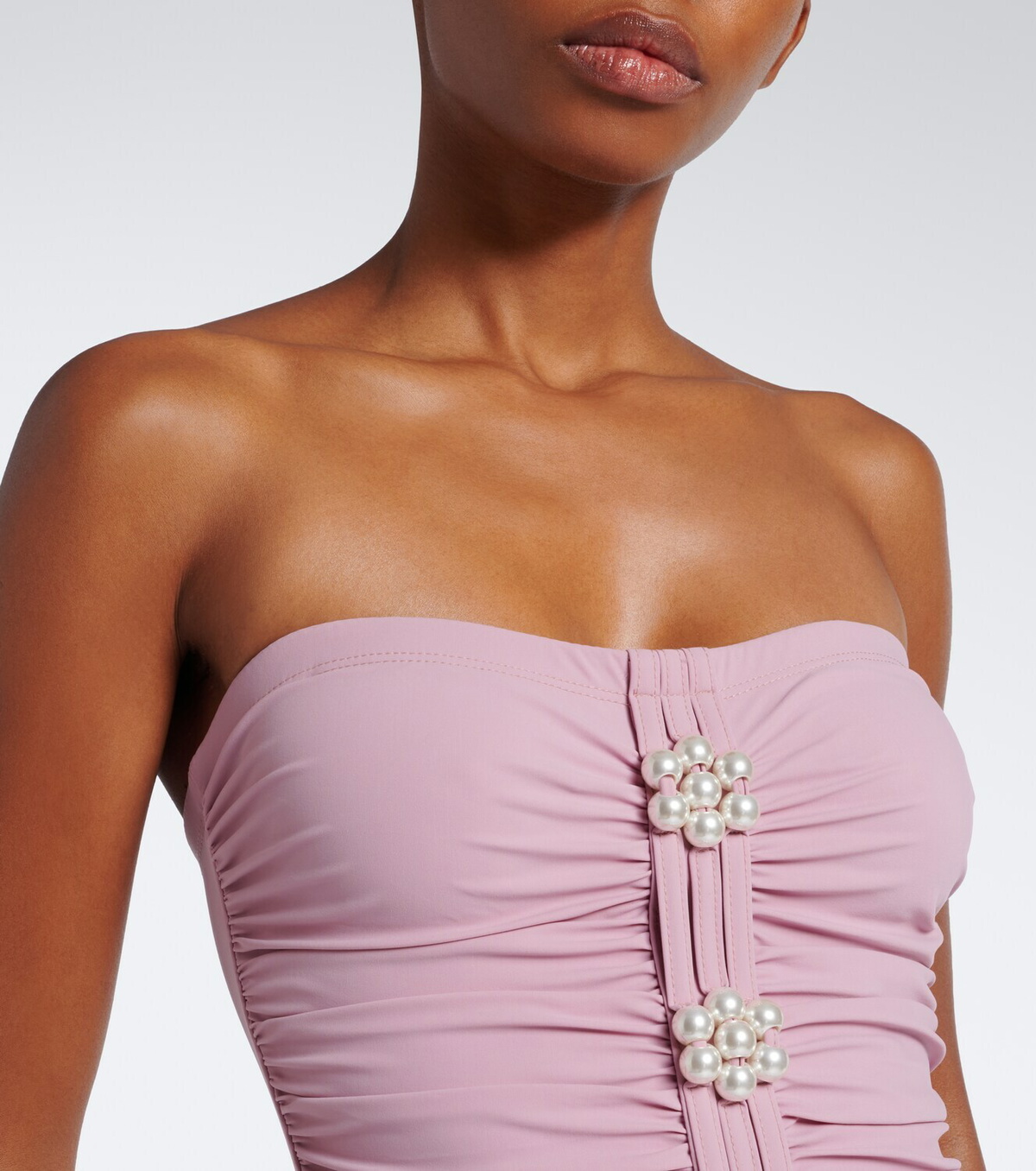 Karla Colletto Maya embellished ruched swimsuit