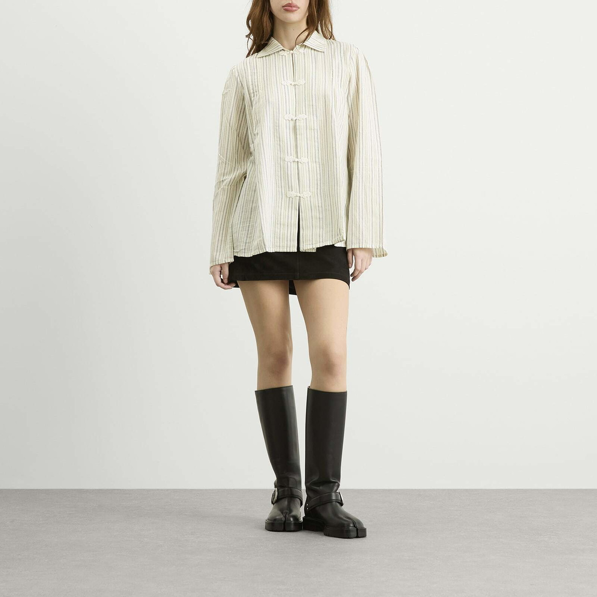 Bode Women's Electric Light Stripe Blouse in Ecru
