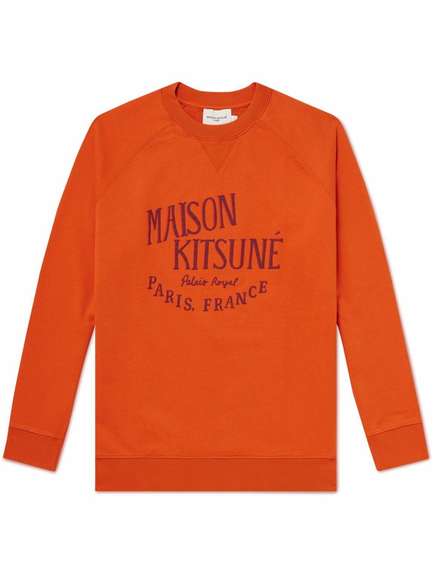 Photo: Maison Kitsuné - Palais Royal Logo-Print Cotton-Jersey Sweatshirt - Orange