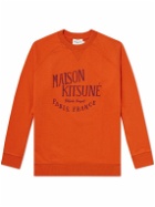Maison Kitsuné - Palais Royal Logo-Print Cotton-Jersey Sweatshirt - Orange