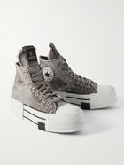 DRKSHDW by Rick Owens - Converse DBL DRKSTAR Distressed Over-Dyed Canvas High-Top Sneakers - Gray