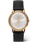 Timex - Marlin Hand-Wound 34mm Gold-Tone and Textured-Leather Watch - Men - Silver
