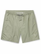 Brunello Cucinelli - Streaight-Leg Long-Length Logo-Embroidered Swim Shorts - Green