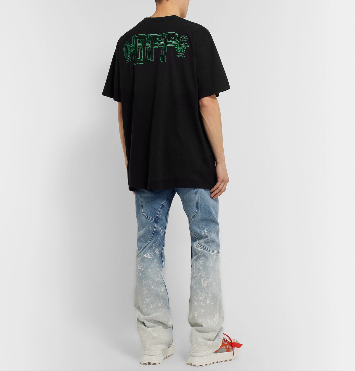 Off-White - Oversized Logo-Embroidered Cotton-Jersey T-Shirt - Black  Off-White