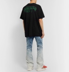 Off-White - Oversized Logo-Embroidered Cotton-Jersey T-Shirt - Black