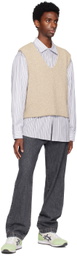 mfpen Beige V-Neck Vest