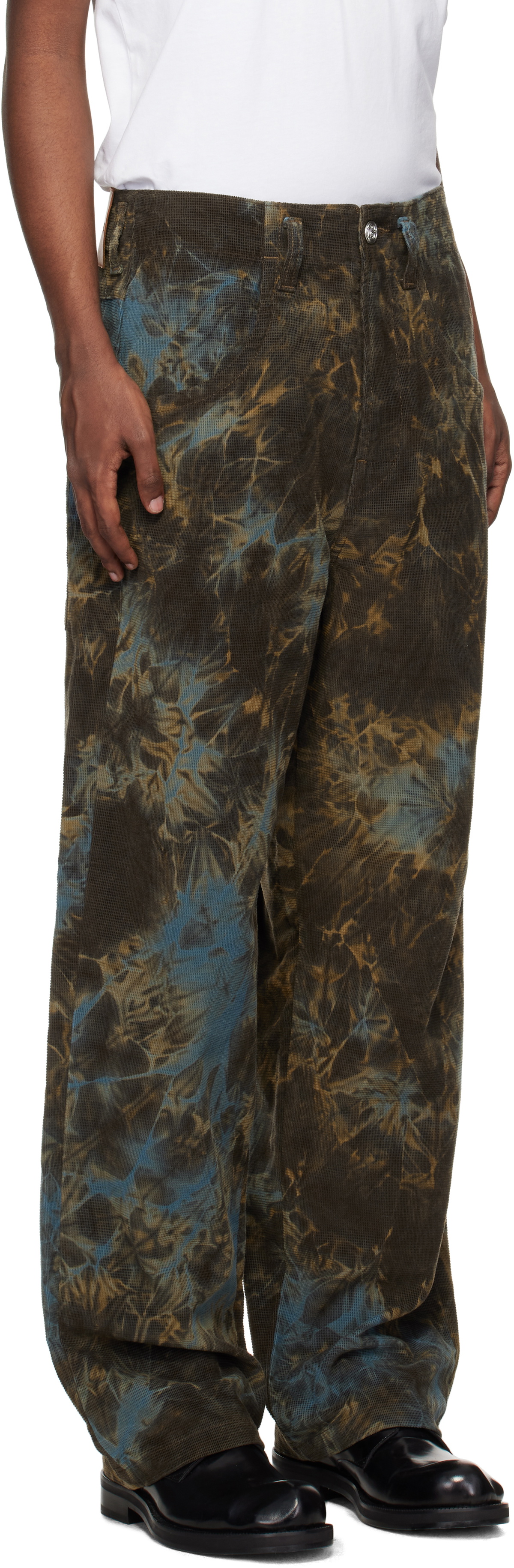 BLUEMARBLE Brown & Blue Nebula Tie-Dye Corduroy Trousers