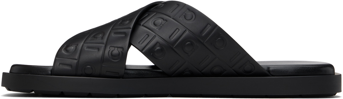 Ferragamo Black Monogram Sandals