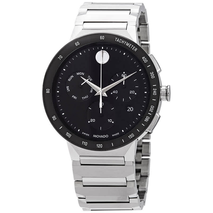 Photo: Movado Sapphire Chronograph Quartz Black Dial Mens Watch 0607239